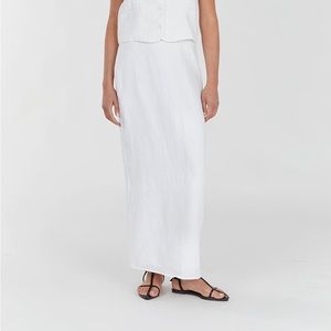 NWT - DISSH - ROBERTS WHITE LINEN MIDI SKIRT - 4